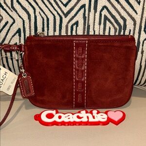 Coach Hampton Burgundy Suede Wristlet